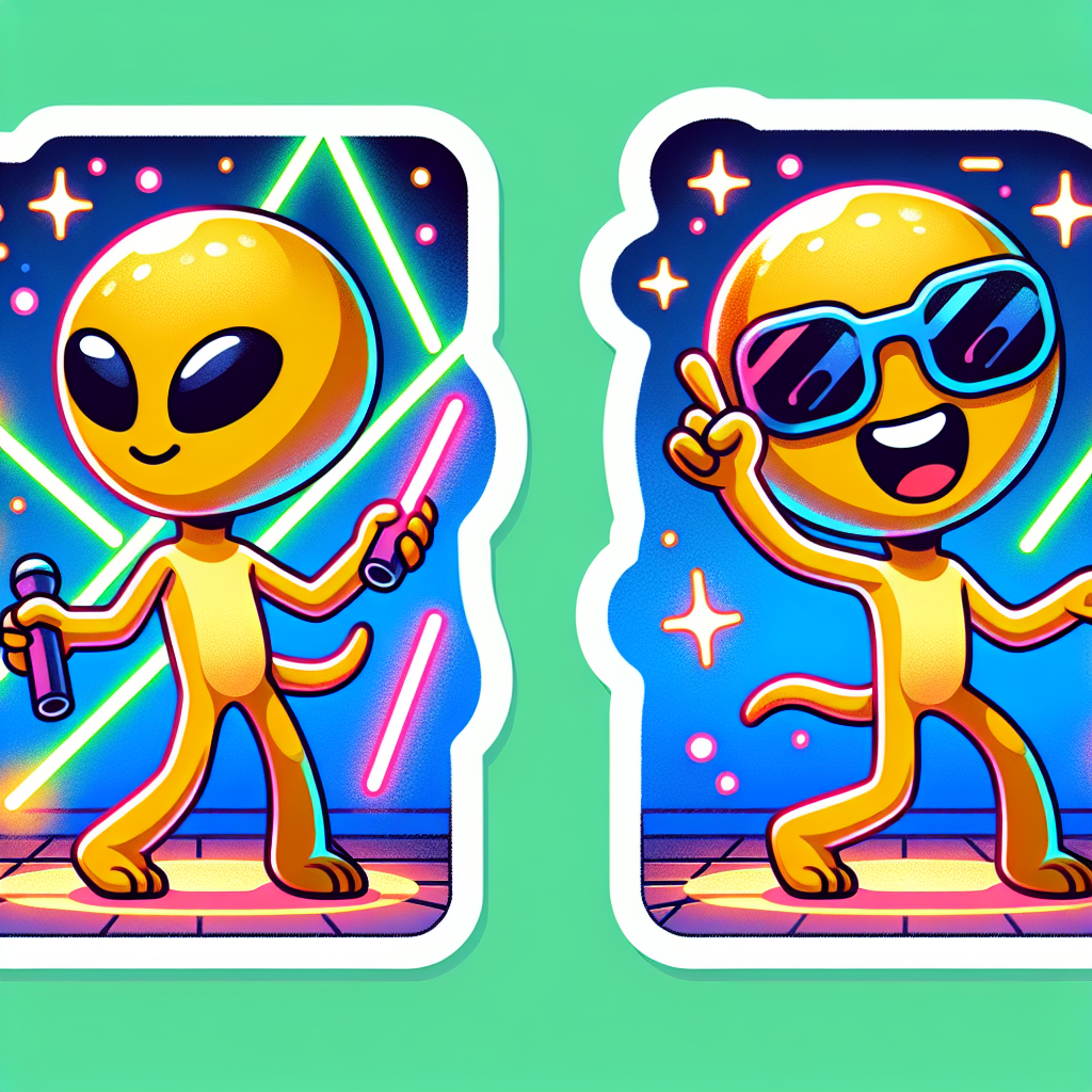 sticker-An alien at a disco, dancing with glow sticks-discord stickers-1733096848909